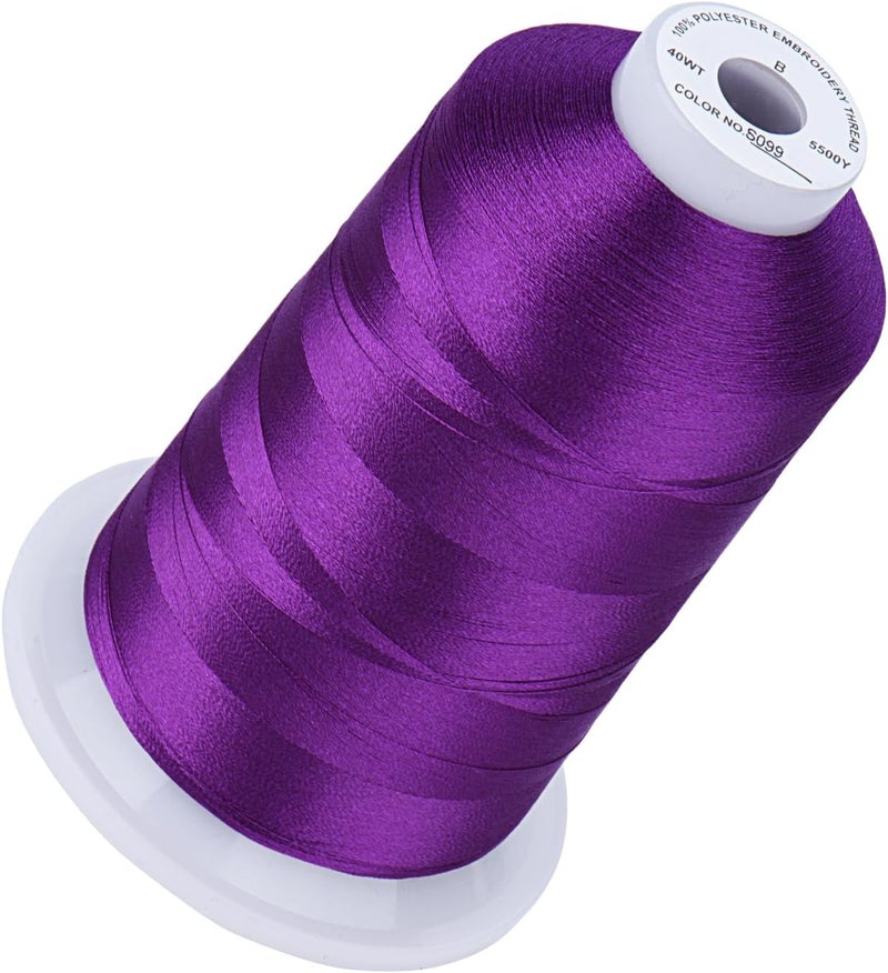 simthread 5500Yds Embroidery Thread, 5000M High-Yardage 40WT 100% Polyester Thread – 170+ Vivid Colors, High-Speed Rated – Compatible with Brother, Singer, Janome & More - Dark Grape S099 - Image 1
